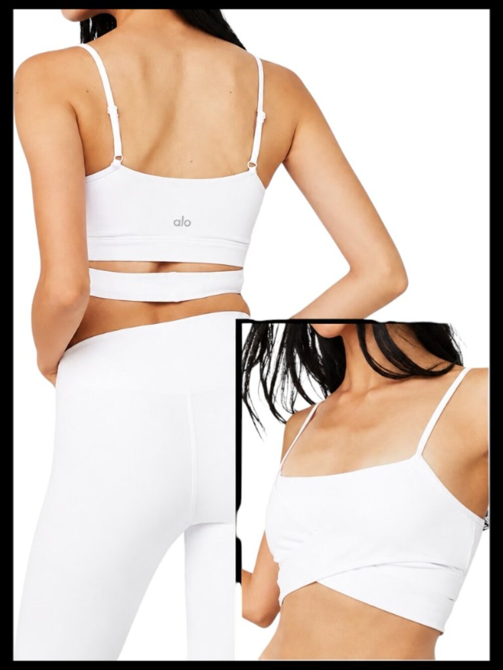 Alo Yoga Airbrush Enso Sports Bra White Crisscross Size S